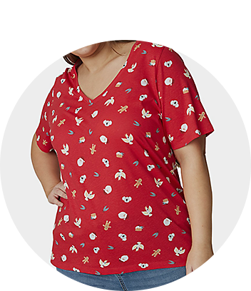 womens plus size red christmas top
